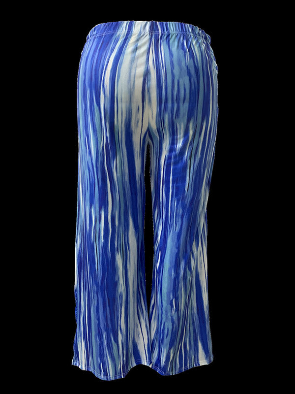 Elasticity Striped Loose Plus Size Trousers Pants