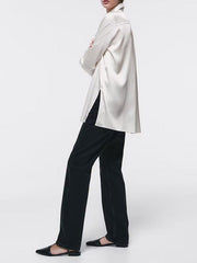 Casual Loose Long Sleeves Buttoned Solid Color Lapel Collar Blouses&Shirts Tops