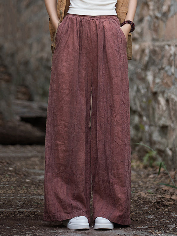 Elasticity Pockets Tie-Dyed Wide Leg Trousers Casual Pants Bottoms