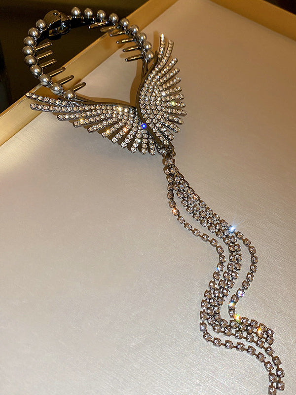 Geometric Rhine Stones Tasseled Hair Accessories