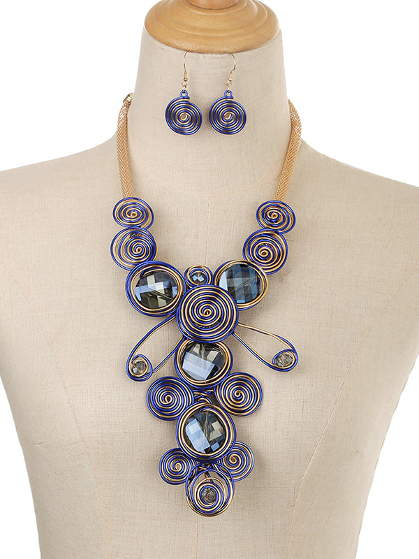 Geometric Artisan Gemstone Wirework Necklace & Earring Set