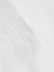 Cape Mermaid Feathers Solid Color Zipper Round-Neck Cape Maxi Dresses