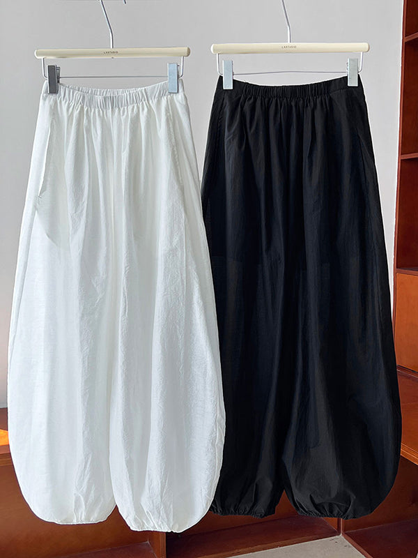 Elasticity Solid Color Split-Joint Harem Pants High Waisted Trousers Pants