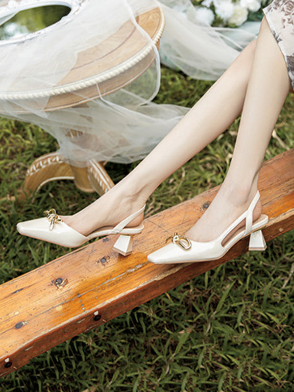 Split-Joint Square-Toe Sling Shoes Sandals