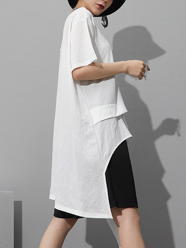 Original Irregular Loose Solid Color T-Shirt Top