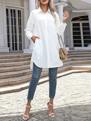 Split-Joint High-Low Irregular Clipping Lapel Blouses