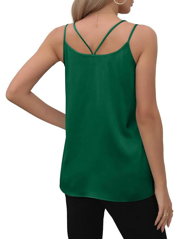 Solid Color Loose Sleeveless Spaghetti-Neck Vest Top