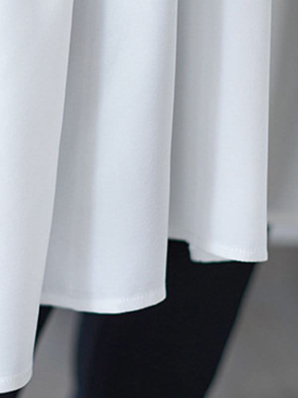 Ruffled Solid Color Loose Ruffle Sleeves Peter Pan Collar Blouses&Shirts Tops