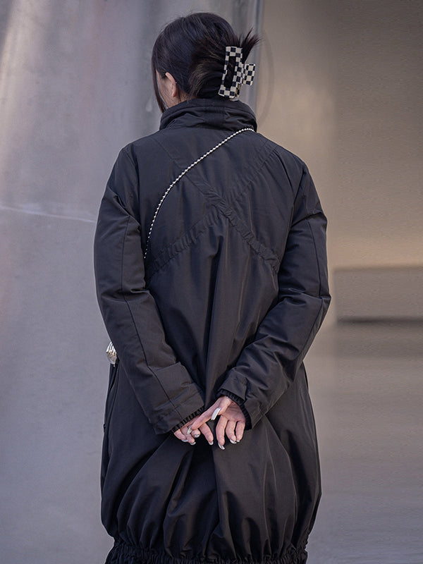 Urban Long Sleeves Solid Color Zipper High-Neck Padded Coat