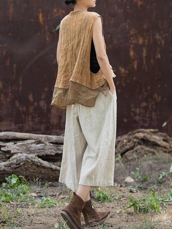 Pleated Split-Joint High Waisted Loose Trousers Pants