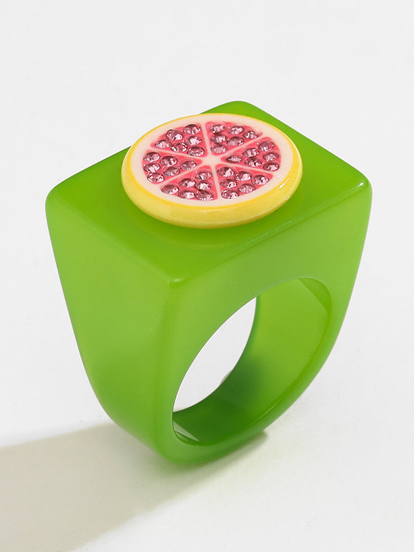 Fruit  Geometric Rhinestone Rings Accessories