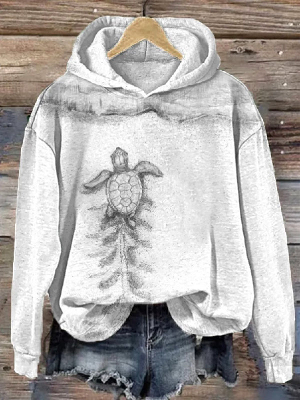 Animal Prints Printed Long Sleeves Hooded Hoodies Tops