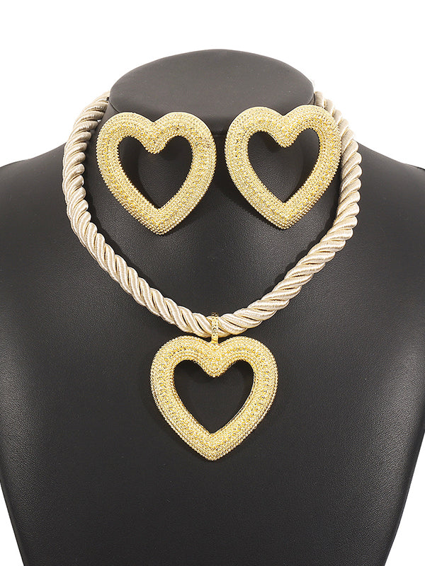 Heart Shape Necklaces Accessories + Drop Earrings