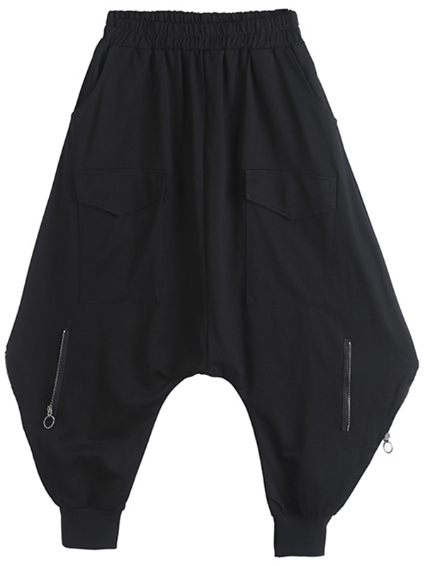 Zipper Original Simple Loose Solid Harem Pants