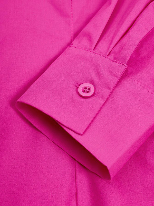 Long Sleeves Bow-Embellished Buttoned Solid Color Lapel Blouses&Shirts Tops