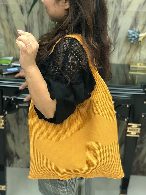 Solid Color Woven Handbag Bags