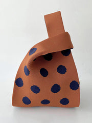Contrast Color Polka-Dot Split-Joint Woven Handbags Bags