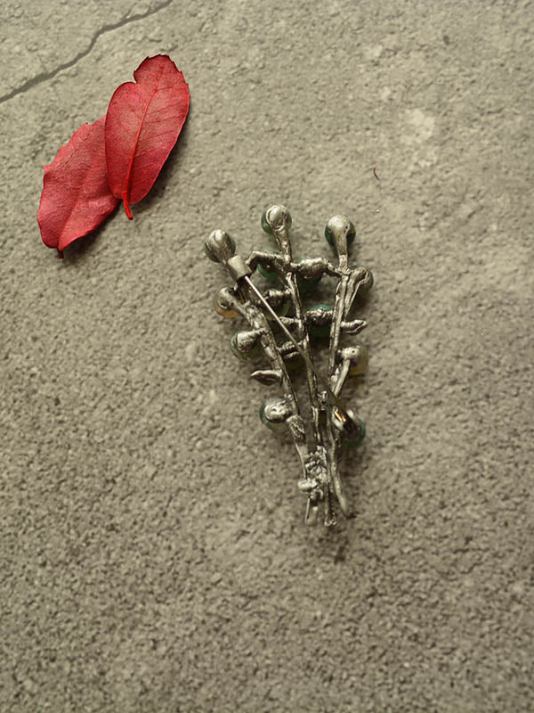 Vintage Antique Silver Tree Brooch Long Necklace