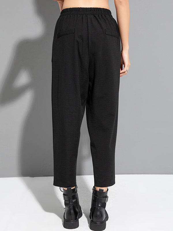 Solid Color Split-Joint Harem Pants Ninth Pants Ninth Pants Casual Pants Bottoms