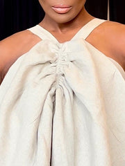 Pleated Solid Color Split-Front Split-Joint Loose Sleeveless Spaghetti-Neck Jumpsuits