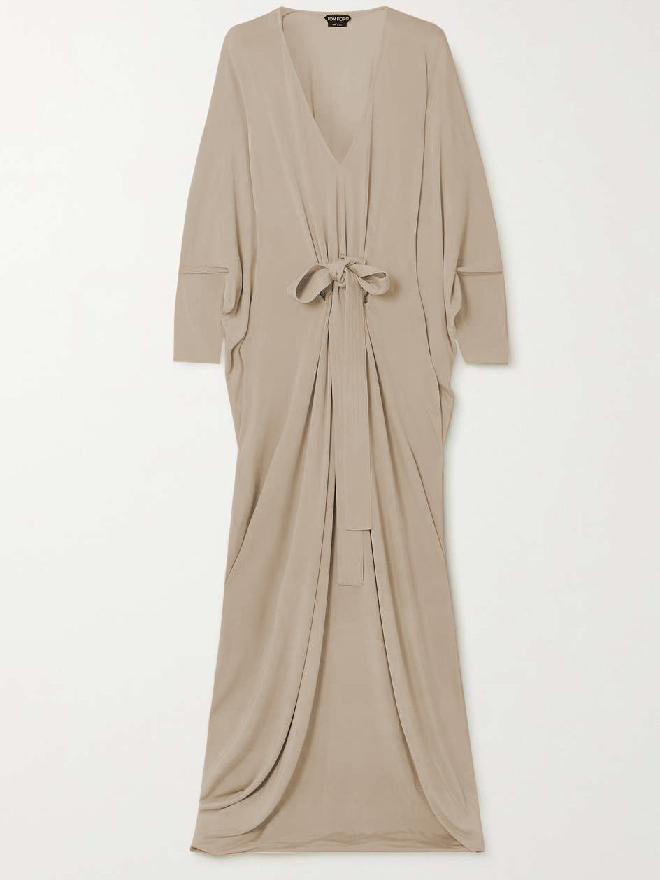 Batwing Sleeves Loose Solid Color V-Neck Maxi Dresses