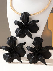 Flower Shape Necklaces Accessories + Drop Earrings