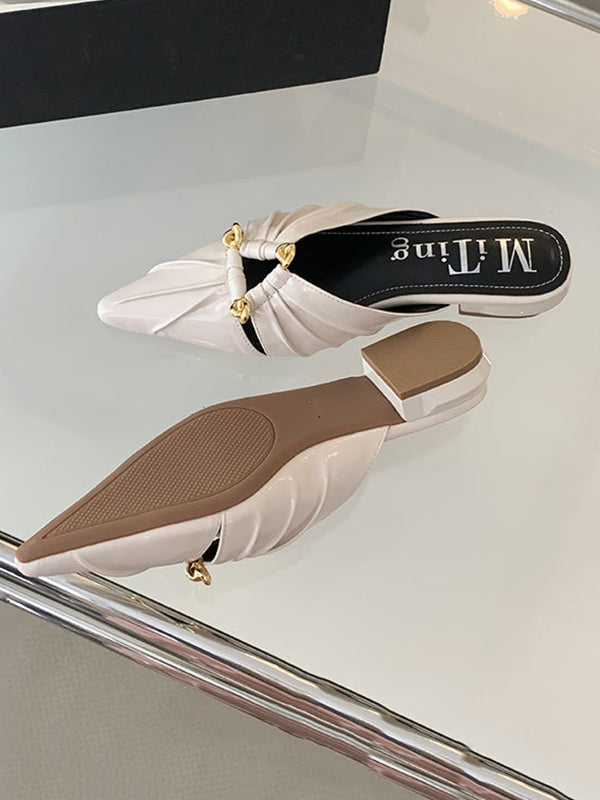 Hollow Pointed-Toe Split-Joint Slippers&Mules Sandals