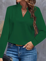 Solid Color Long Sleeves Loose Stand Collar Blouses&Shirts Tops