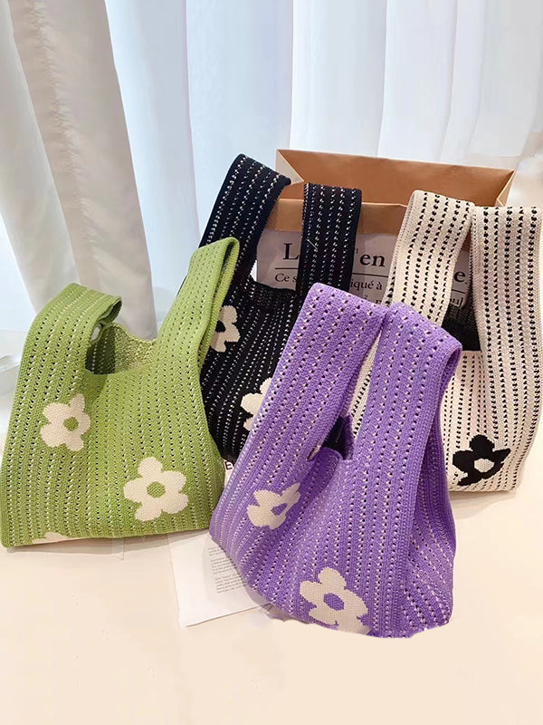 Floral Printed Hollow Handbags Bags Accessories