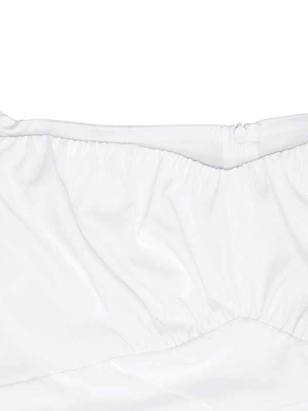 13 Colors Puff Sleeves Solid Color Cold Shoulder Wide Leg Jumpsuits