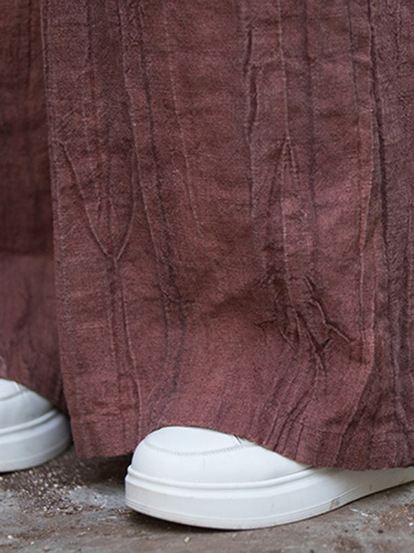 Elasticity Pockets Tie-Dyed Wide Leg Trousers Casual Pants Bottoms