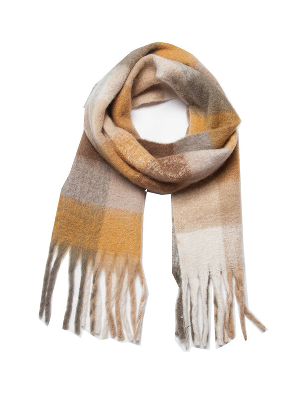 Keep Warm Multi-Colored Plaid Tasseled Thick Shawl&Scarf