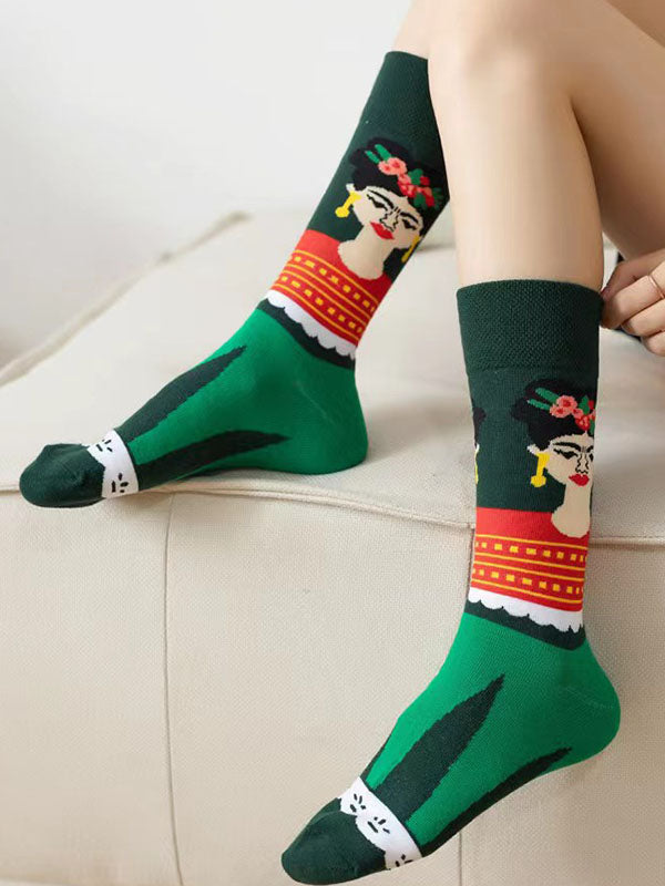 Contrast Color Figure Split-Joint Sweat-Absorbing Socks Accessories