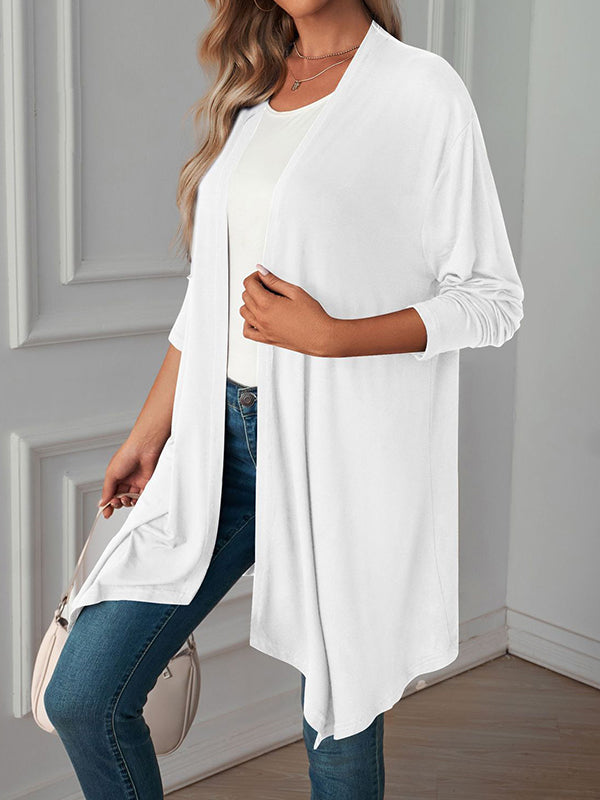 Solid Color Long Sleeves Loose Statement Collar Outerwear