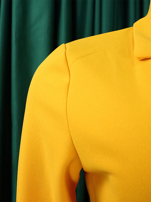 Pleated Solid Color Split-Front Tied Waist Three-Quarter Sleeves V-Neck Mini Dresses