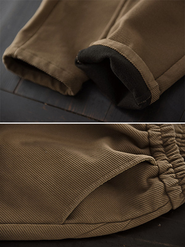 Thicken Velvet Elasticity Solid Color  Casual Pants