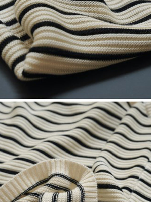 Striped Loose Sleeveless Round-neck Vest Top