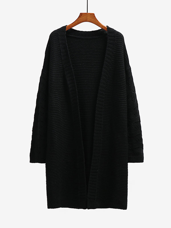 Urban Loose Solid Color Jacquard Cardigan Top