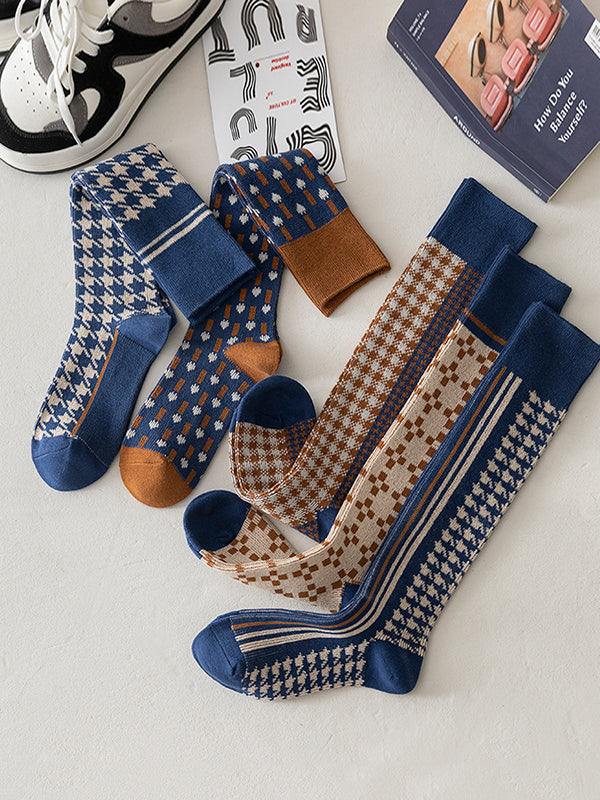 Casual Skinny Leg Checkered Socks Accessories