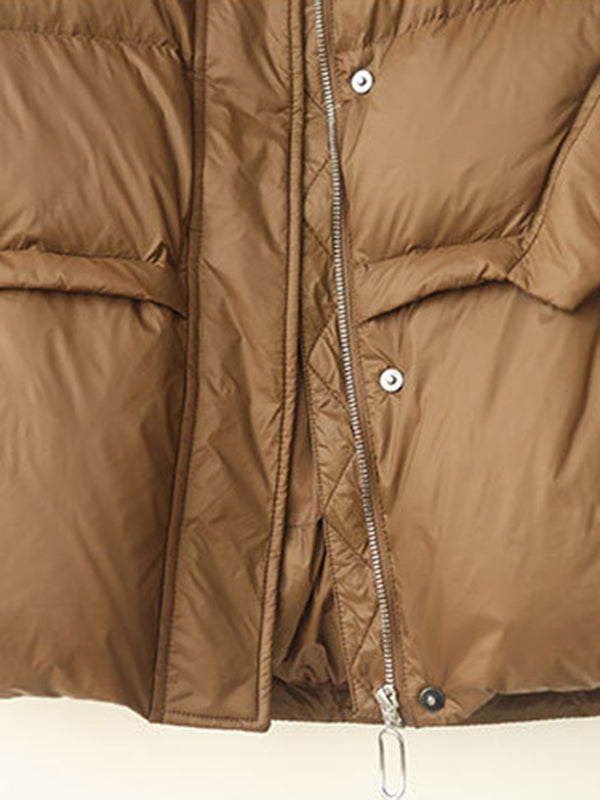 Original Creation Loose Sleeveless Solid Color Zipper High-Neck Vest Outerwear