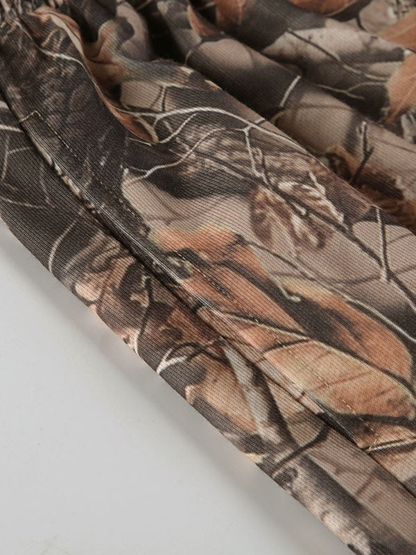 Drawstring Elasticity Printed High Waisted Loose Trousers Pants