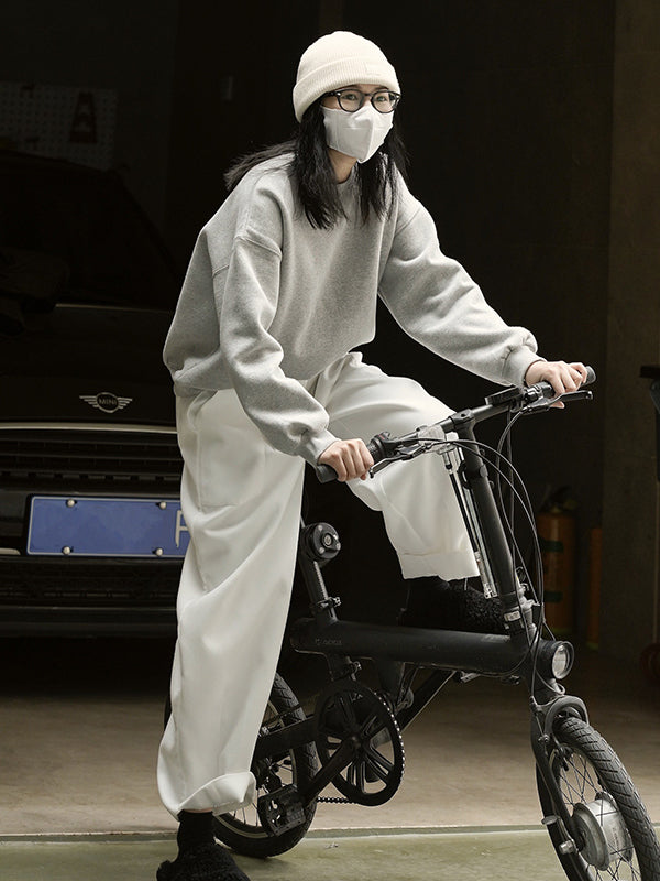 Casual Loose Wide Leg Solid Color Pants