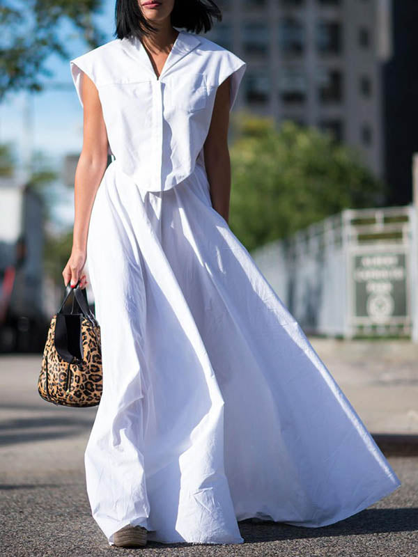 Pleated Solid Color Loose Wide Leg Trousers Pants