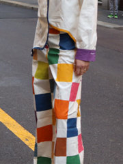 Loose Contrast Color Plaid Casual Pants Bottoms