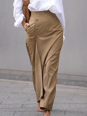 Asymmetric Solid Color High Waisted Trousers Pants