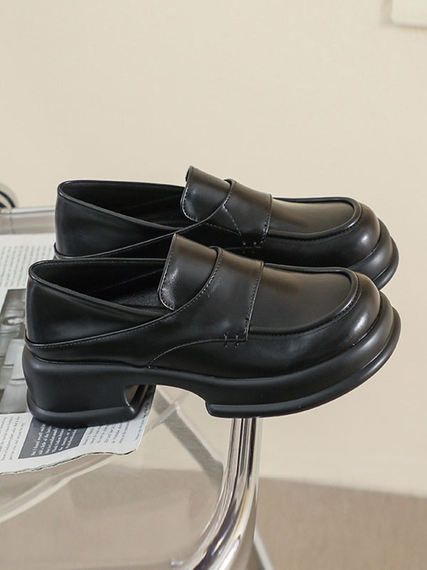 Round-Toe Split-Joint Platform Shoes Loafers