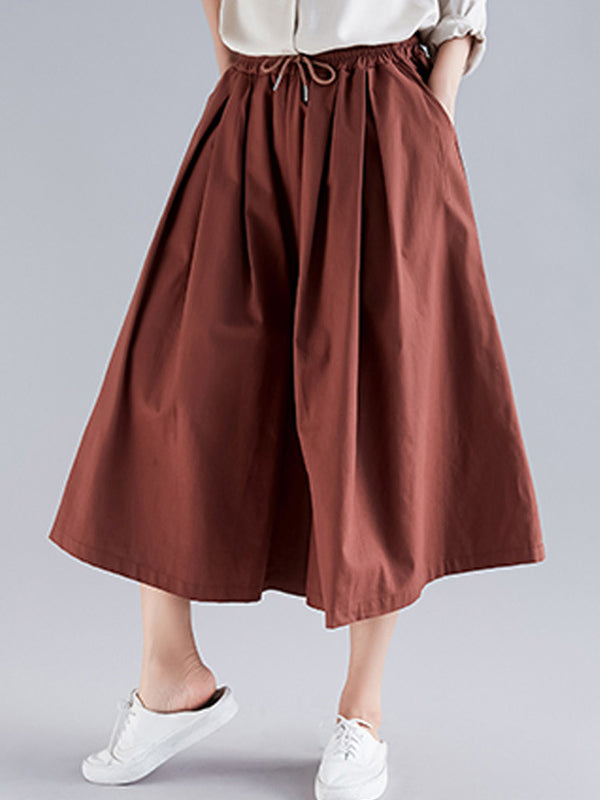 Urban Drawstring High Waisted Wide Leg Pants Culotte