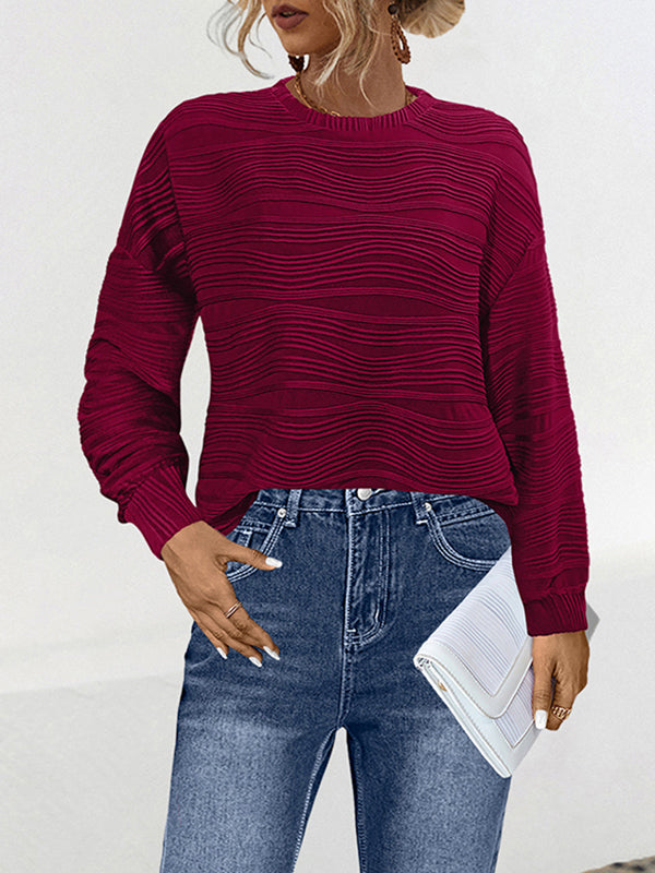 Solid Color Long Sleeves Loose Round-Neck T-Shirts