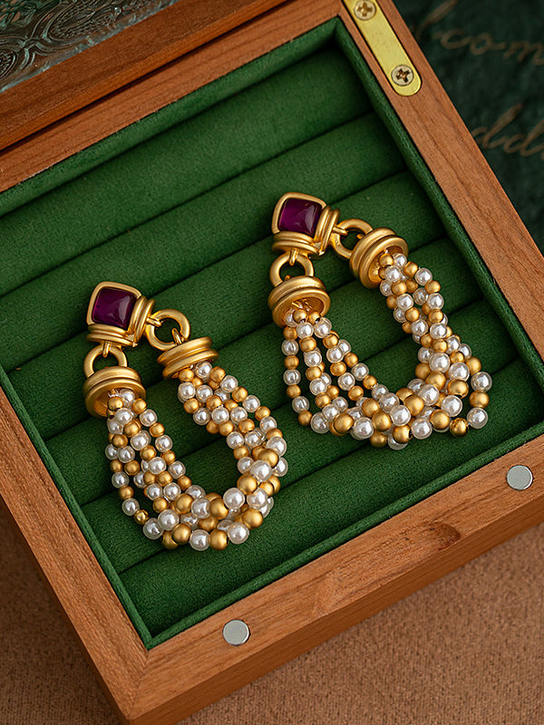 Geometric Tasseled Drop Earrings