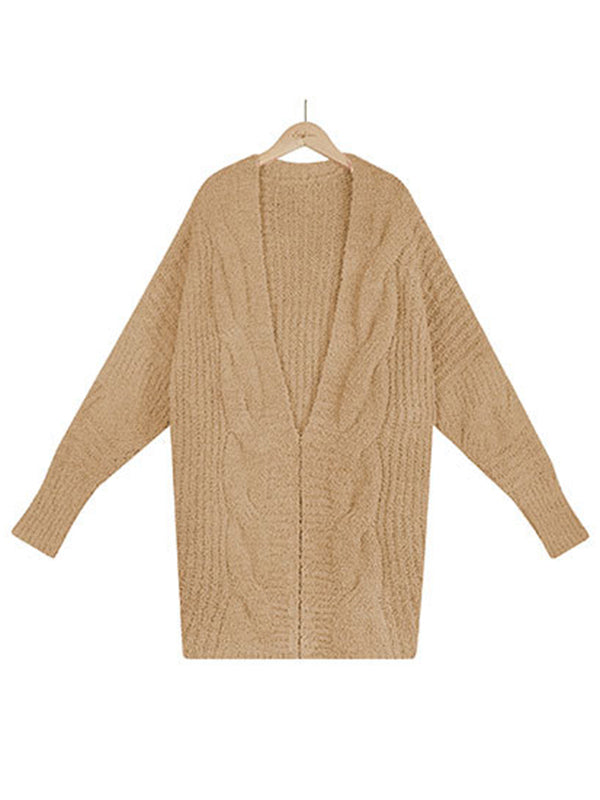 Casual Batwing Sleeves Loose Solid Color Cardigan Tops